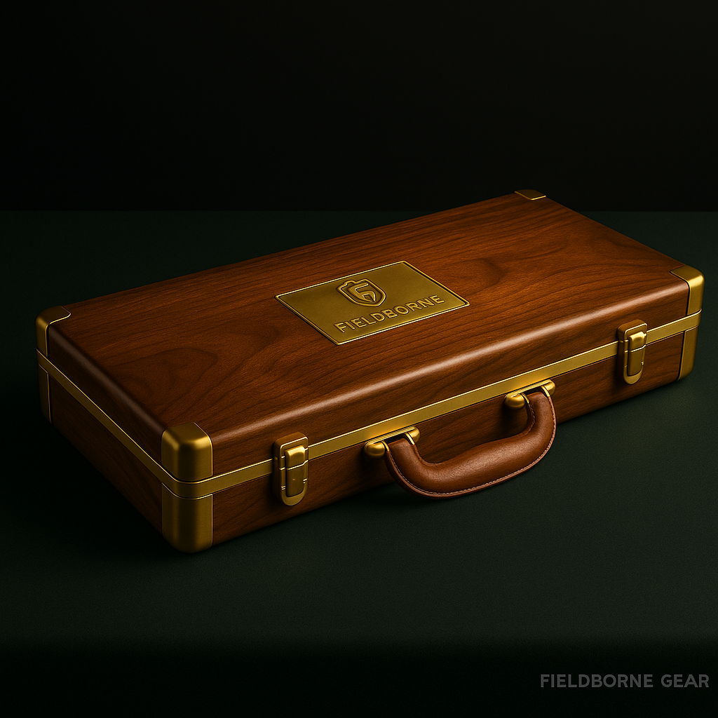 Monarch Travel Gun Case – Polished Walnut & Brass